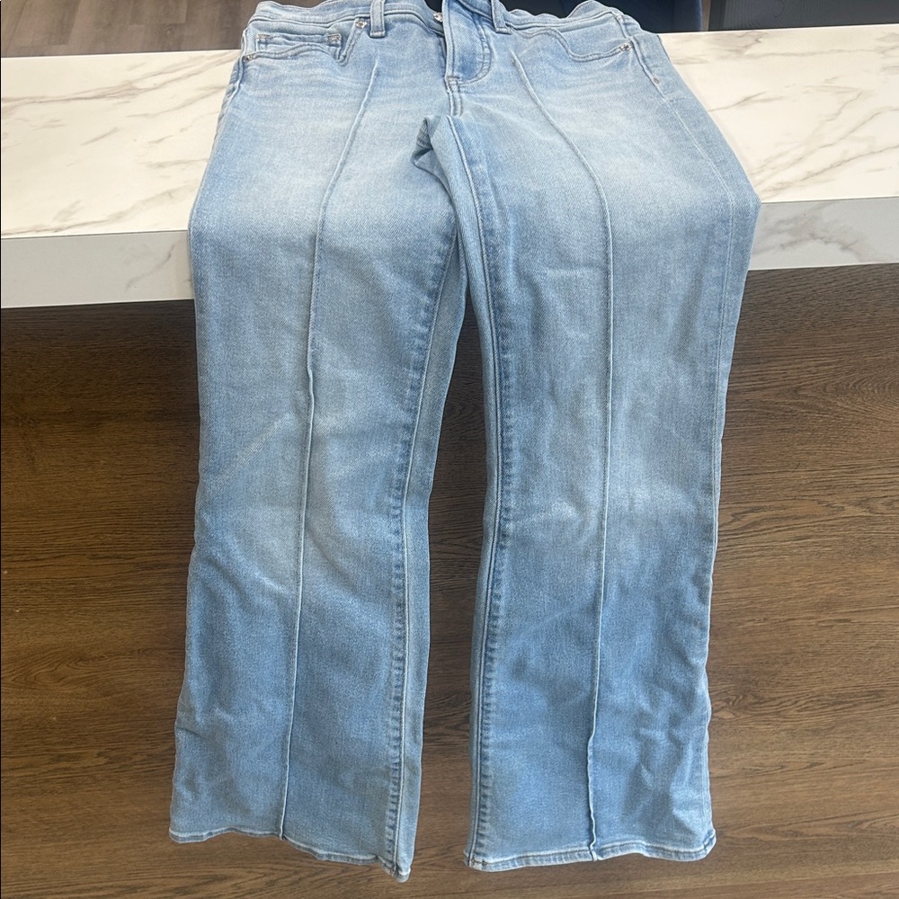 Express Light Blue Flare Jeans with Front Seams